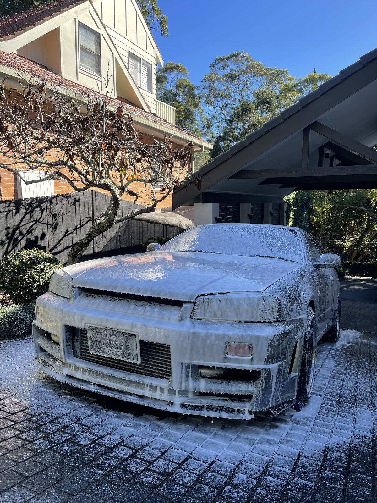 Nissan Skyline R34 snow foam wash